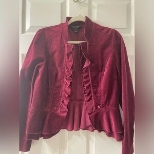 Sz 6 White House Black Market Burgundy Red Velvet Victorian Jacket